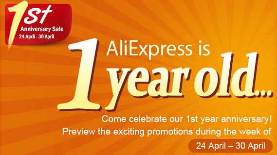 AliExpress aniversario de 1 año de celebración de la venta